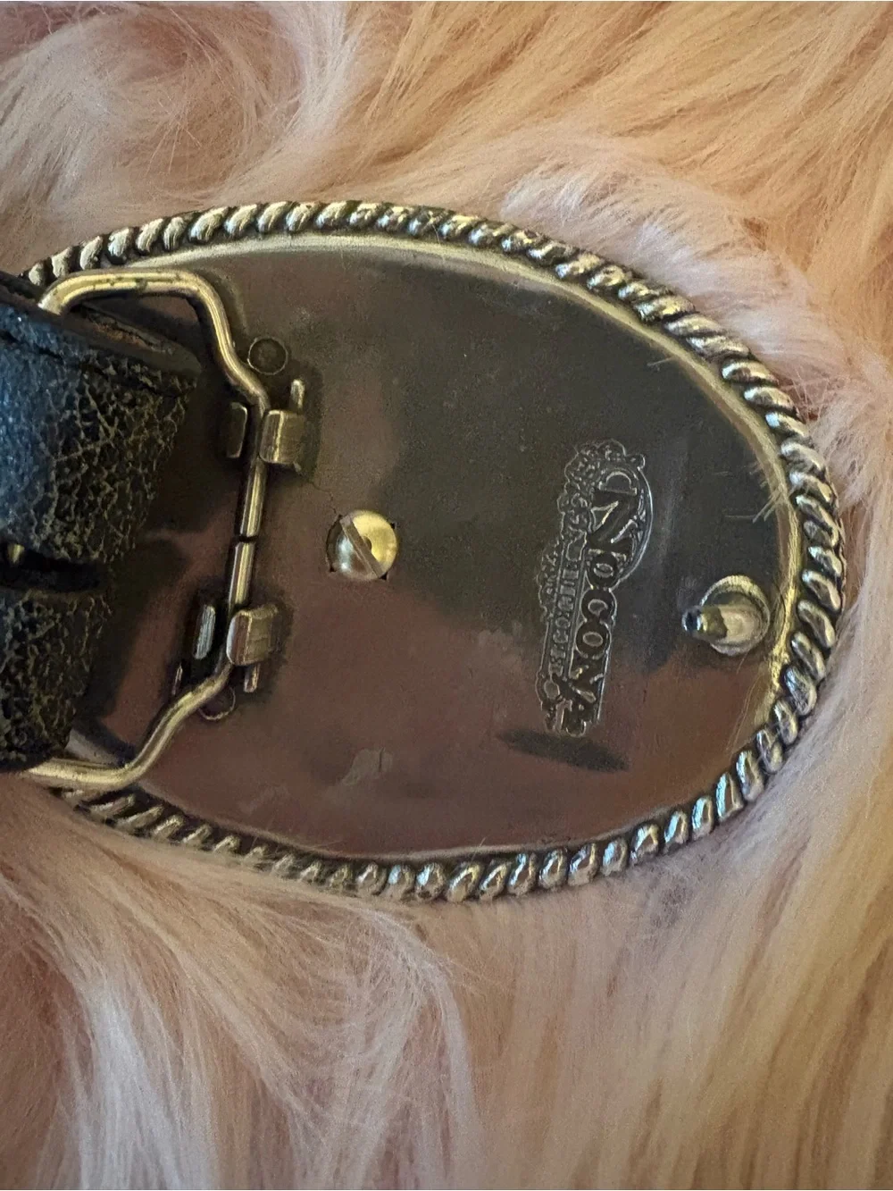 {VTG} NOCONA Western Silver Cross Buckle Belt Genuine Leather Cowgirl M RARE